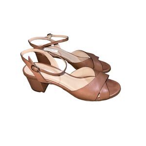 LK Bennett Tan Leather Block Heel Sandals